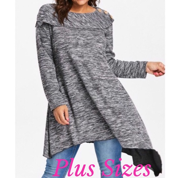 Gray Asymmetrical Plus Size Tunic - 5 Star Rated - Picture 4 of 8